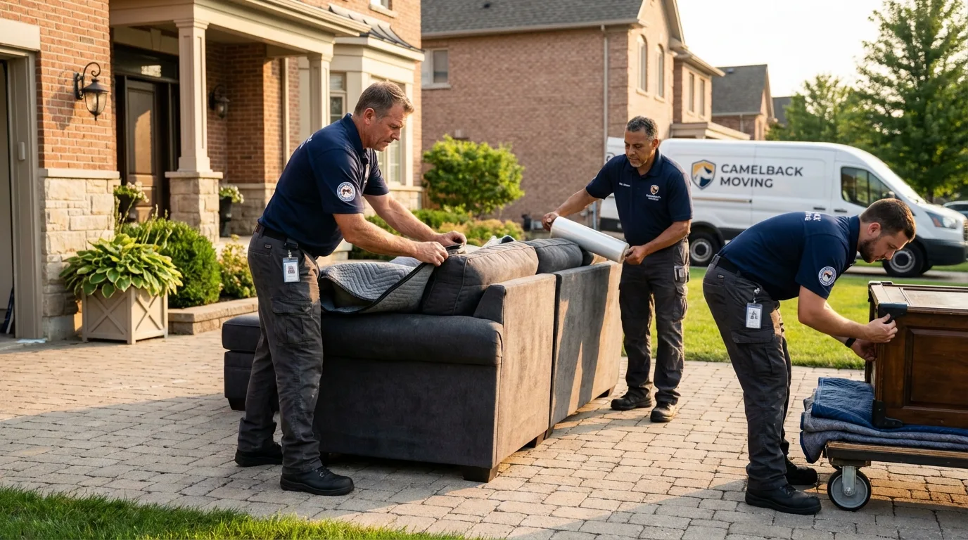 Large estate moving crew wrapping furniture in Coldspring, TX